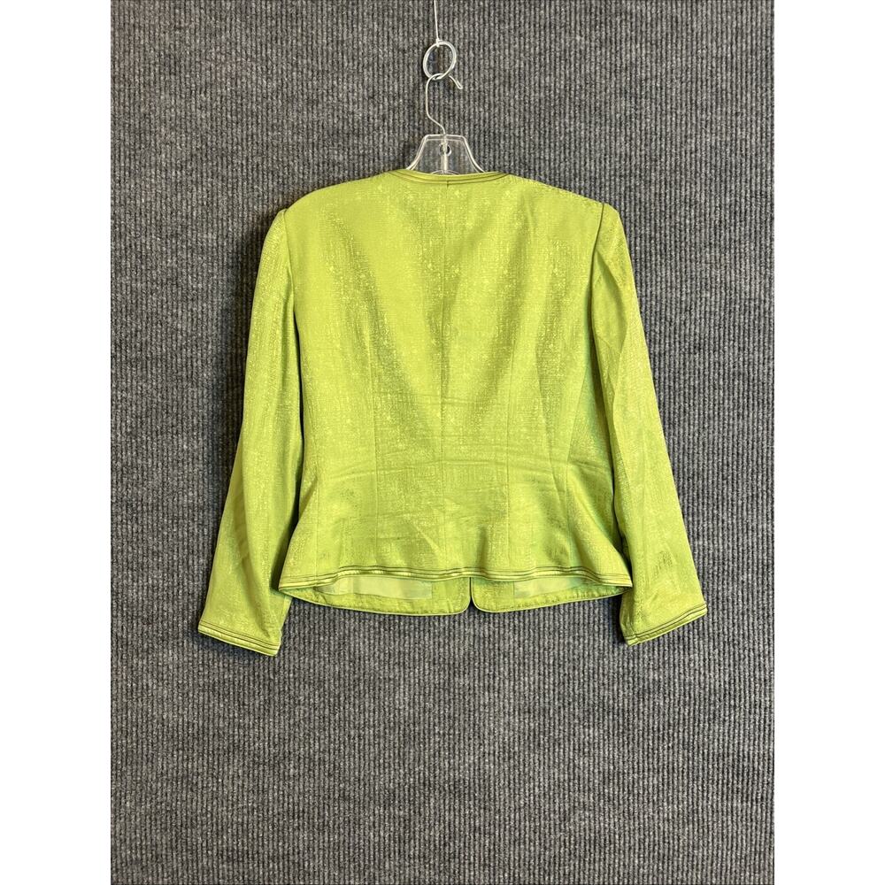 Adrianna Papell Blazer Jacket Womens 10 Petite Green Silk Evening Luxury Preppy - Picture 2 of 9